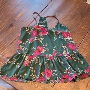 Floral Green and Pink Kids Dress